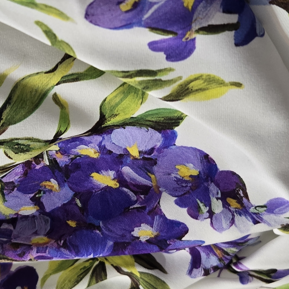 NWT - Dolce & Gabbana Wisteria Ruched Dress in White & Lavender - SIZE 48 - Picture 11 of 15